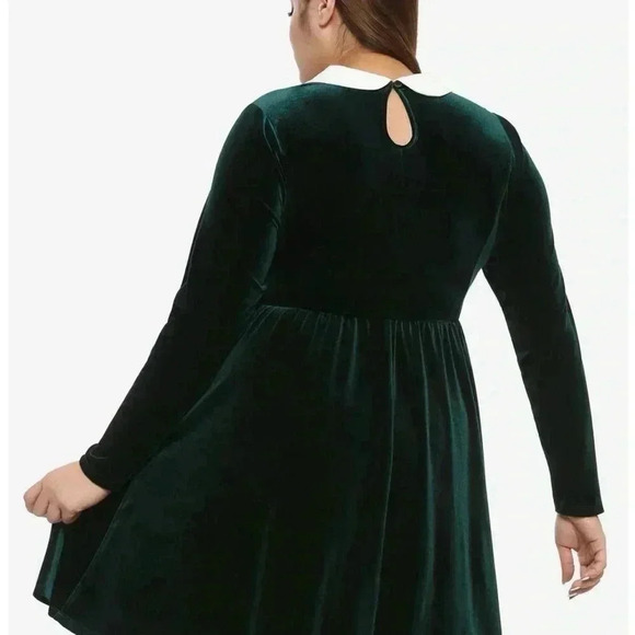 HOT TOPIC Green Velvet fairy goth  Long Sleeve Dress Plus Size 5 - Picture 5 of 6